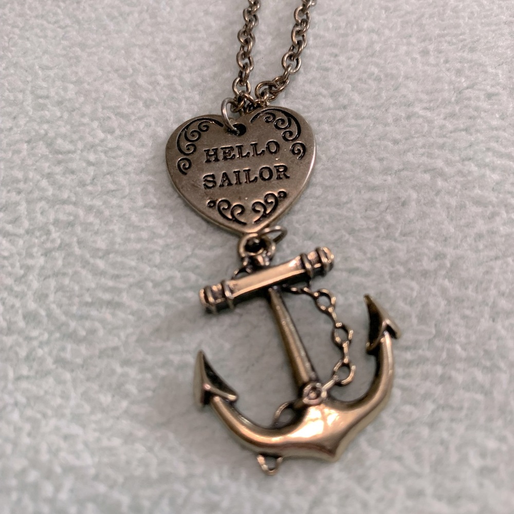 Hello sailor anchor necklace